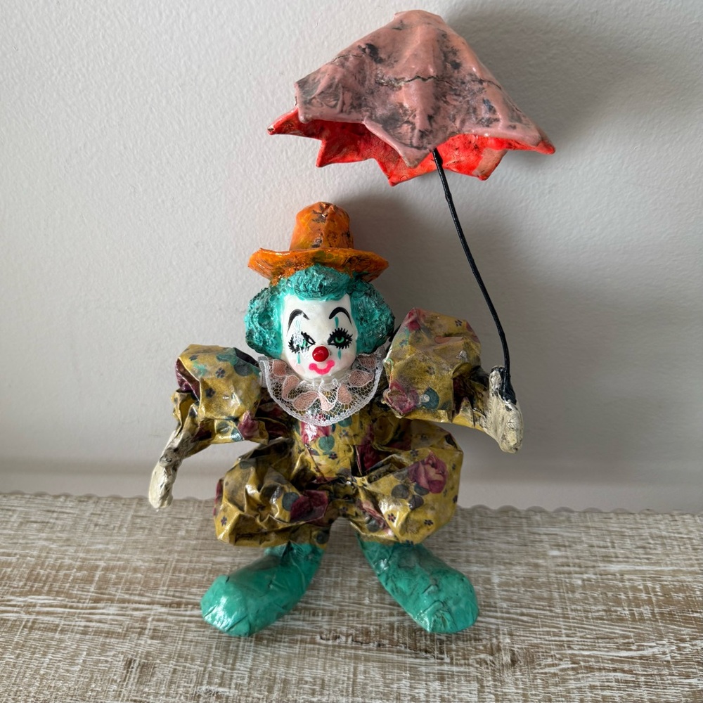 Rare & Vintage Paper Mache Clown, 10"